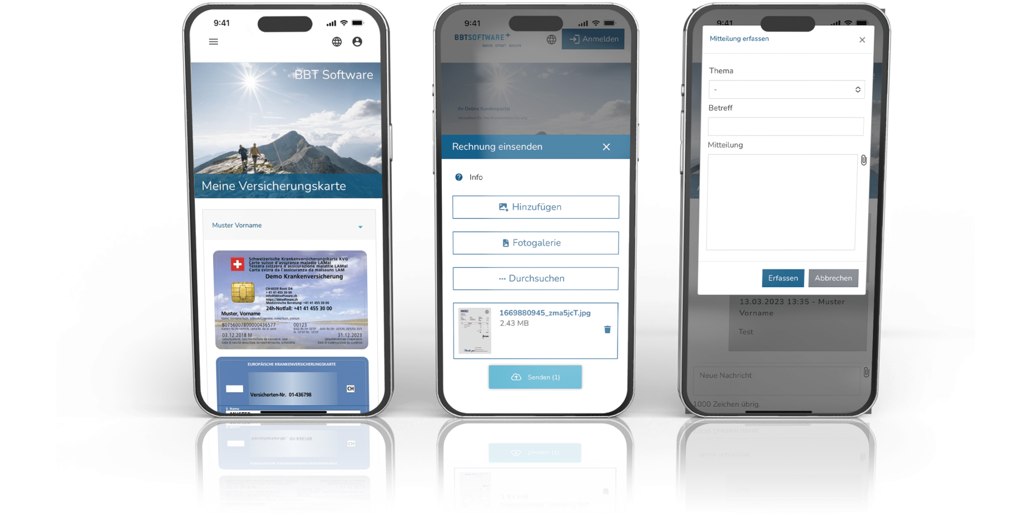 Smartphone-Screenshot als Mockup für die BBT-App